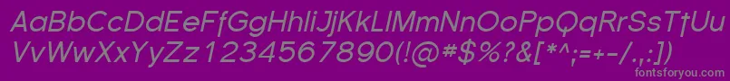 SfflorencesansItalic-Schriftart – Graue Schriften auf violettem Hintergrund