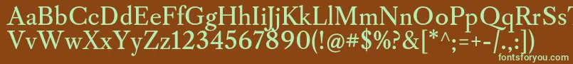 CaslonosRegular-fontti – vihreät fontit ruskealla taustalla