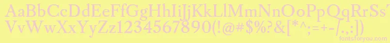 CaslonosRegular-fontti – vaaleanpunaiset fontit keltaisella taustalla