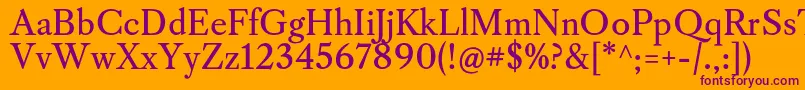 CaslonosRegular-fontti – violetit fontit oranssilla taustalla