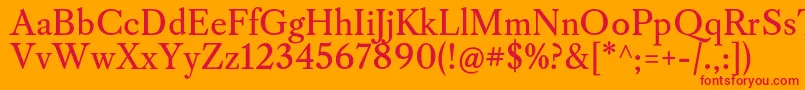 フォントCaslonosRegular – オレンジの背景に赤い文字