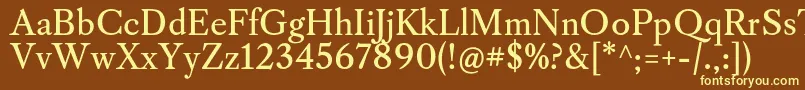CaslonosRegular-fontti – keltaiset fontit ruskealla taustalla