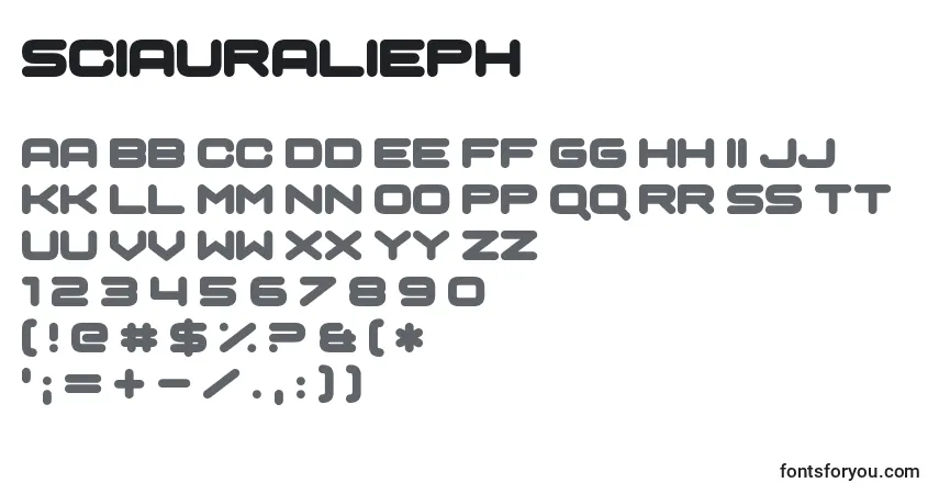 Schriftart SciAuralieph – Alphabet, Zahlen, spezielle Symbole