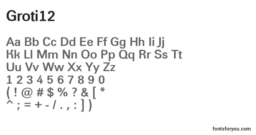 A fonte Groti12 – alfabeto, números, caracteres especiais