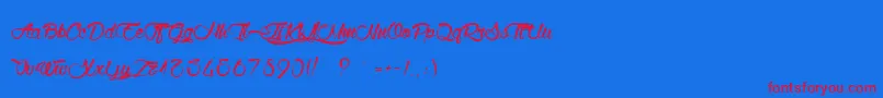 WolfInTheCity-Schriftart – Rote Schriften auf blauem Hintergrund