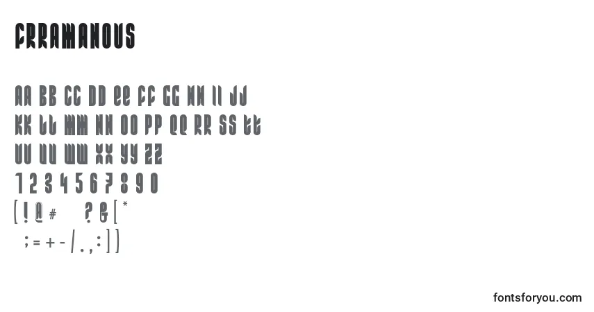 Czcionka FrRamaNous – alfabet, cyfry, specjalne znaki