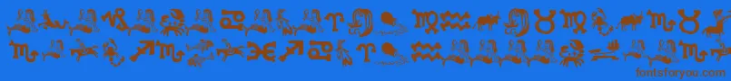 Fonte XiloInZodiac – fontes marrons em um fundo azul