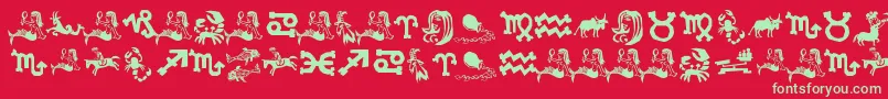 フォントXiloInZodiac – 赤い背景に緑の文字