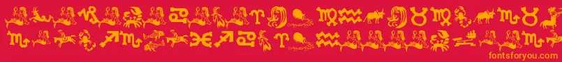 フォントXiloInZodiac – 赤い背景にオレンジの文字