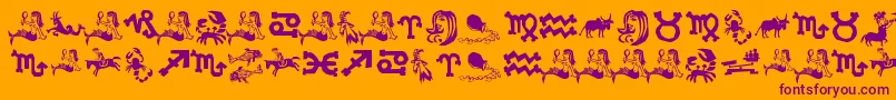 XiloInZodiac-fontti – violetit fontit oranssilla taustalla