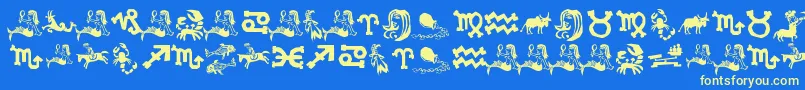 XiloInZodiac Font – Yellow Fonts on Blue Background