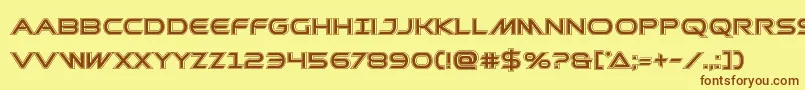 フォントPrometheanacad – 茶色の文字が黄色の背景にあります。