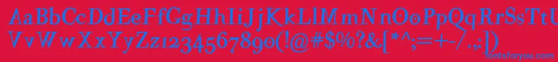 MutantaMediumoblique-Schriftart – Blaue Schriften auf rotem Hintergrund