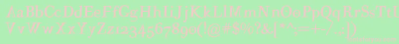MutantaMediumoblique-fontti – vaaleanpunaiset fontit vihreällä taustalla
