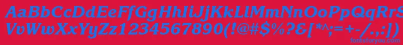 フォントKorinnablacktttItalic – 赤い背景に青い文字