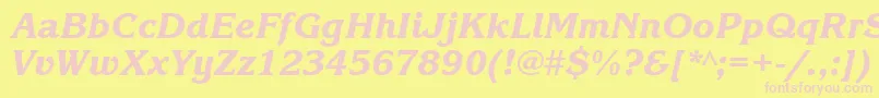 Fonte KorinnablacktttItalic – fontes rosa em um fundo amarelo