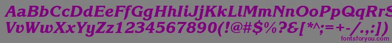 Czcionka KorinnablacktttItalic – fioletowe czcionki na szarym tle