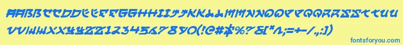 Yamamotoi Font – Blue Fonts on Yellow Background