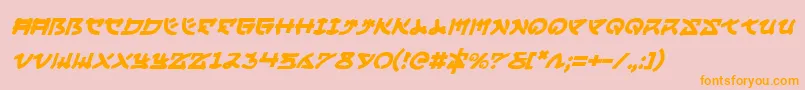 フォントYamamotoi – オレンジの文字がピンクの背景にあります。