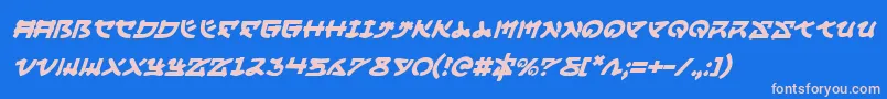 フォントYamamotoi – ピンクの文字、青い背景