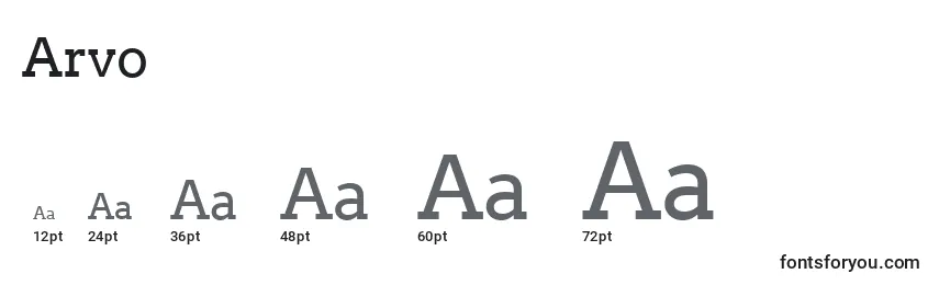 Размеры шрифта Arvo
