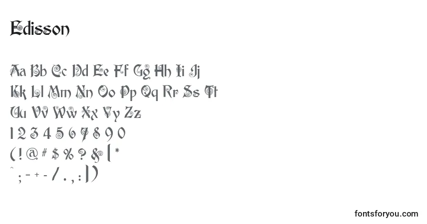 Czcionka Edisson – alfabet, cyfry, specjalne znaki