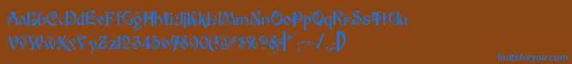 フォントEdisson – 茶色の背景に青い文字