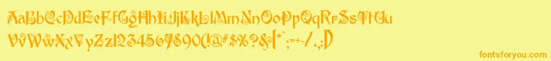 フォントEdisson – オレンジの文字が黄色の背景にあります。