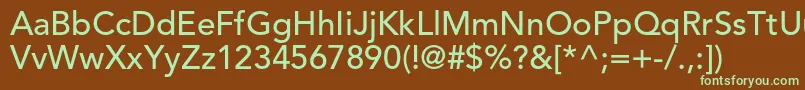 フォントAvenirltstdMedium – 緑色の文字が茶色の背景にあります。