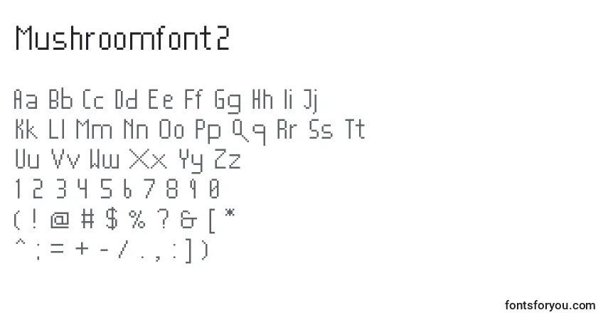 Czcionka Mushroomfont2 – alfabet, cyfry, specjalne znaki