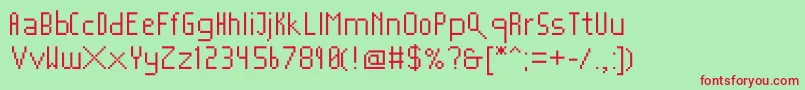 フォントMushroomfont2 – 赤い文字の緑の背景