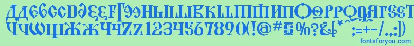 KremlinGrandDuke-fontti – siniset fontit vihreällä taustalla