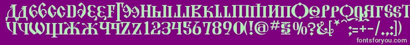 KremlinGrandDuke-Schriftart – Grüne Schriften auf violettem Hintergrund