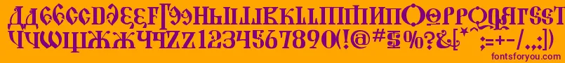 KremlinGrandDuke-Schriftart – Violette Schriften auf orangefarbenem Hintergrund