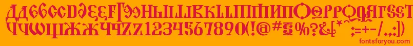 フォントKremlinGrandDuke – オレンジの背景に赤い文字