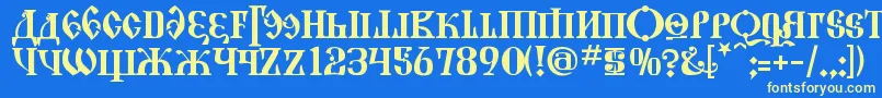 KremlinGrandDuke-fontti – keltaiset fontit sinisellä taustalla