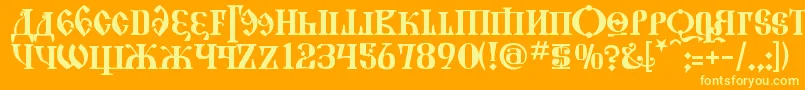 KremlinGrandDuke-fontti – keltaiset fontit oranssilla taustalla