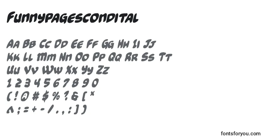 Funnypagescondital Font – alphabet, numbers, special characters