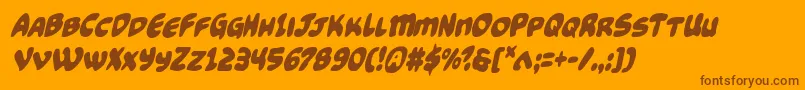 Weitere Informationen zur Funnypagescondital-Schriftart Funnypagescondital-Schriftart – Braune Schriften auf orangefarbenem Hintergrund