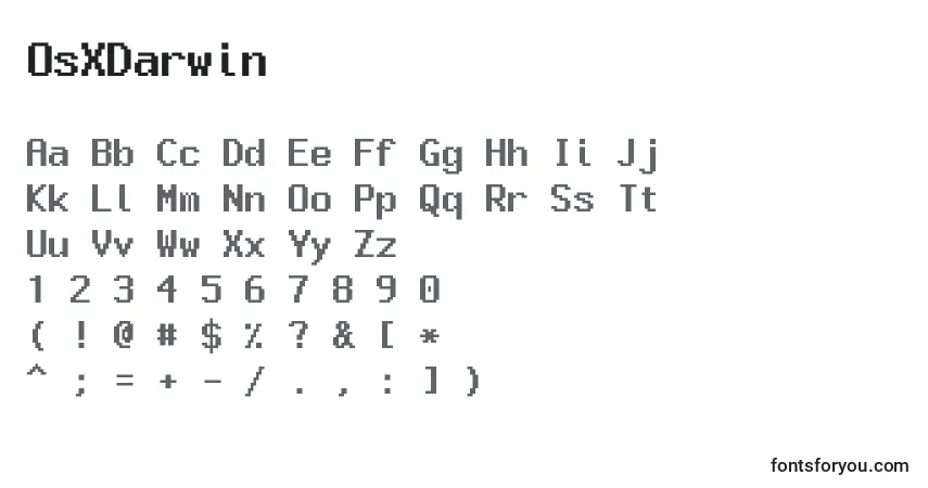 OsXDarwin Font – alphabet, numbers, special characters