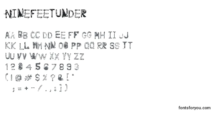 NineFeetUnder-fontti – aakkoset, numerot, erikoismerkit