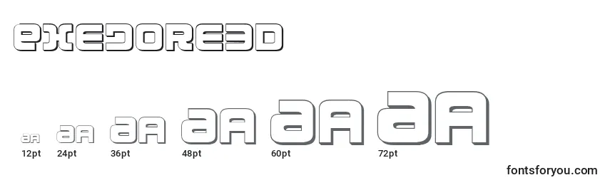 Размеры шрифта Exedore3D