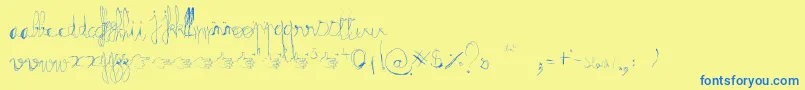 Typotish-Schriftart – Blaue Schriften auf gelbem Hintergrund