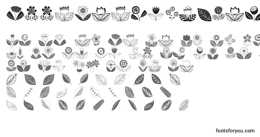 Police Doodledings2Retroflowers - Alphabet, Chiffres, Caractères Spéciaux