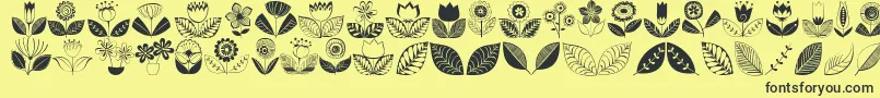 Czcionka Doodledings2Retroflowers – czarne czcionki na żółtym tle