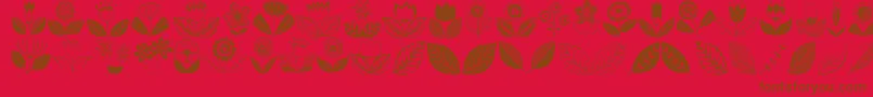 Doodledings2Retroflowers Font – Brown Fonts on Red Background