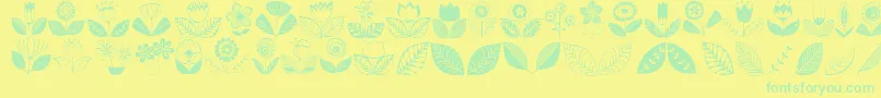 fuente Doodledings2Retroflowers – Fuentes Verdes Sobre Fondo Amarillo