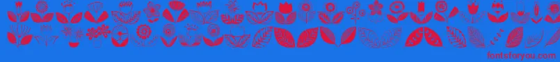 Czcionka Doodledings2Retroflowers – czerwone czcionki na niebieskim tle