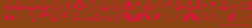 Doodledings2Retroflowers Font – Red Fonts on Brown Background