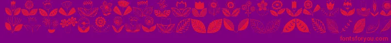 Doodledings2Retroflowers Font – Red Fonts on Purple Background